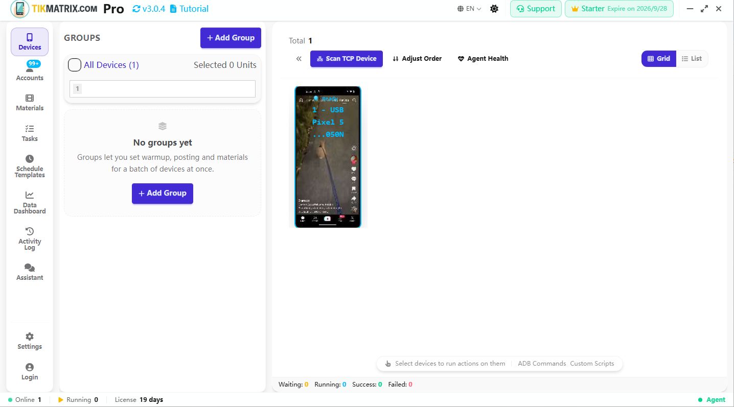 A connected phone marked Ready in the Devices view